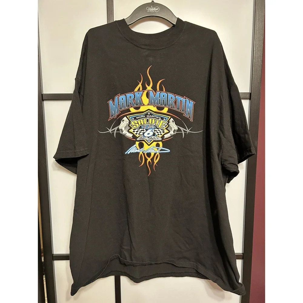 MARK MARTIN #6 SALUTE TO YOU NASCAR VINTAGE BLACK T SHIRT SIZE 3XL DOUBLE SIDED